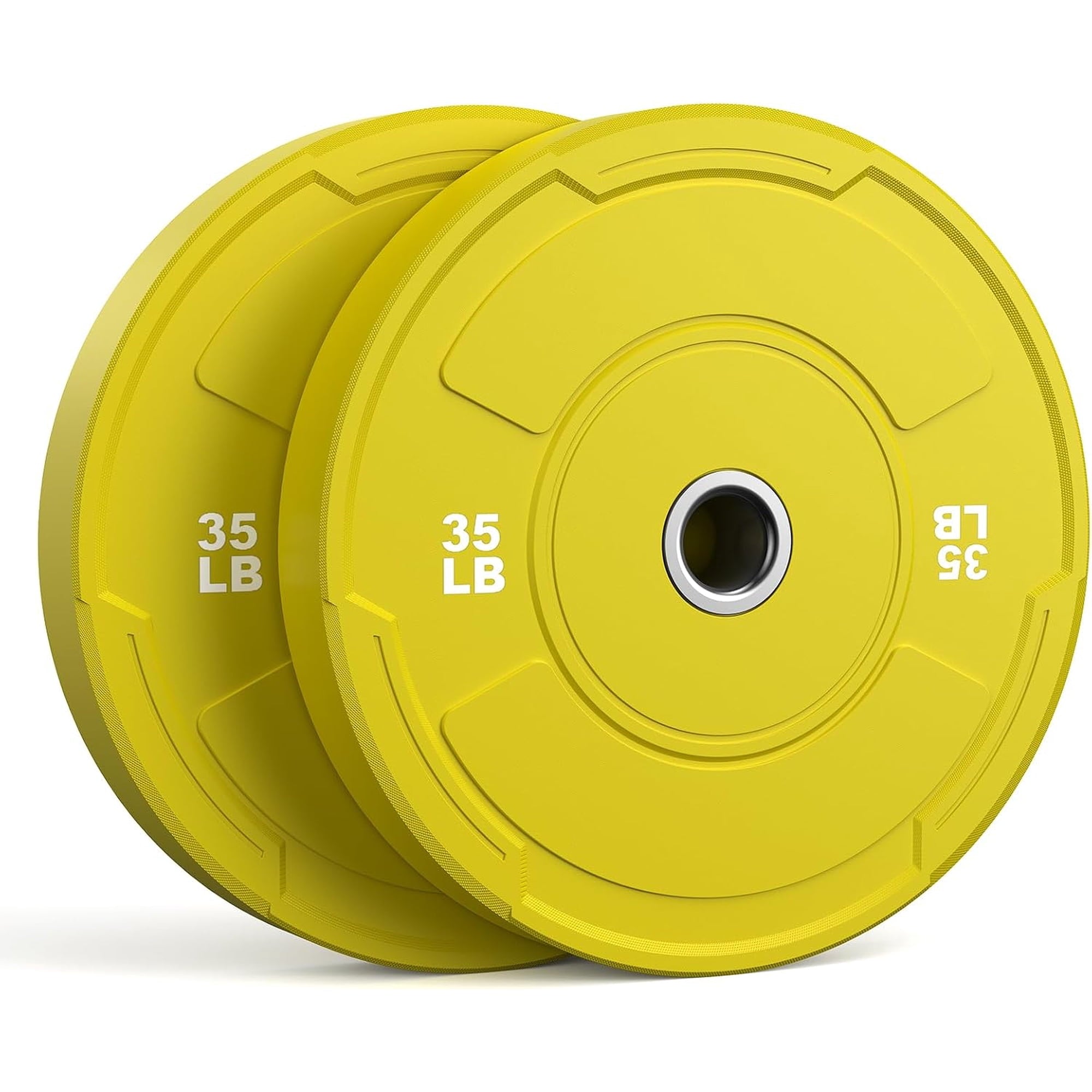 2-Inch Olympic Bumper Plates Set, 2pcs-35lb Colored Virgin Rubber Weight Barbell Plates for Strength Training, Home Gym Weightlifting