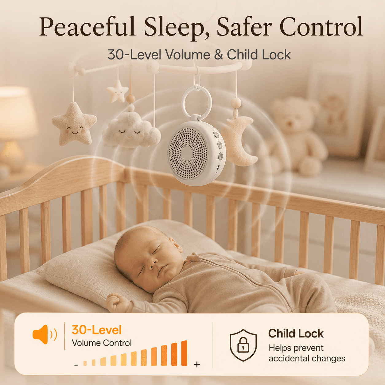 Radsen Portable Sound Machine, White Noise Machine for Baby Adults, 29 Soothing Sounds for Sleep, Child Lock & 60Hrs Playtime, 30 Volume Control– for Home, Office Privacy, Meditation, Registry Gift