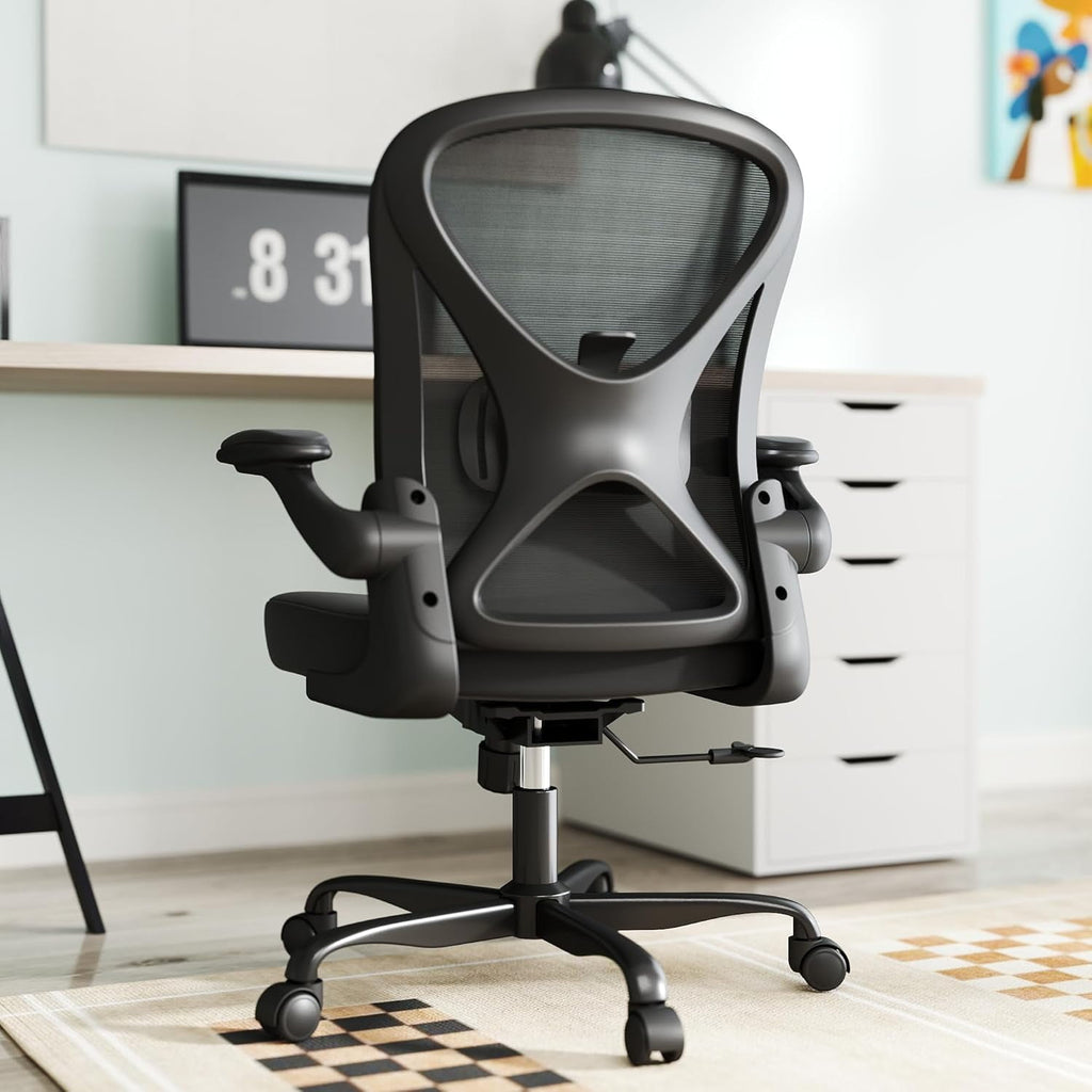 YERAIRR Office Chair, Ergonomic Desk Chair with Lumbar Support and Adjustable Armrests,Breathable Mesh Mid Back Computer Chair, Reclining Task Chair for Home Office, Black